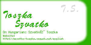 toszka szvatko business card
